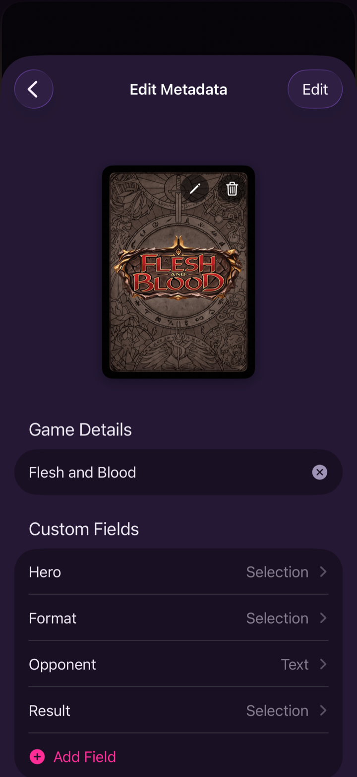 TCG Copilot custom game metadata fields